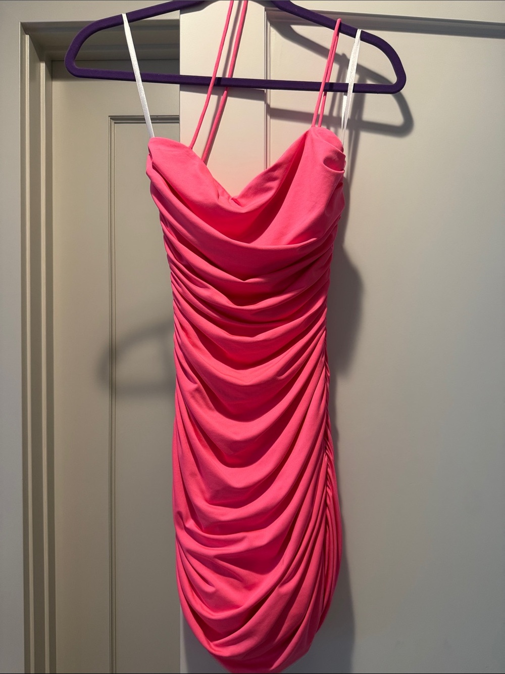 superdown Hot Pink Cowl Ruched Mini Dress